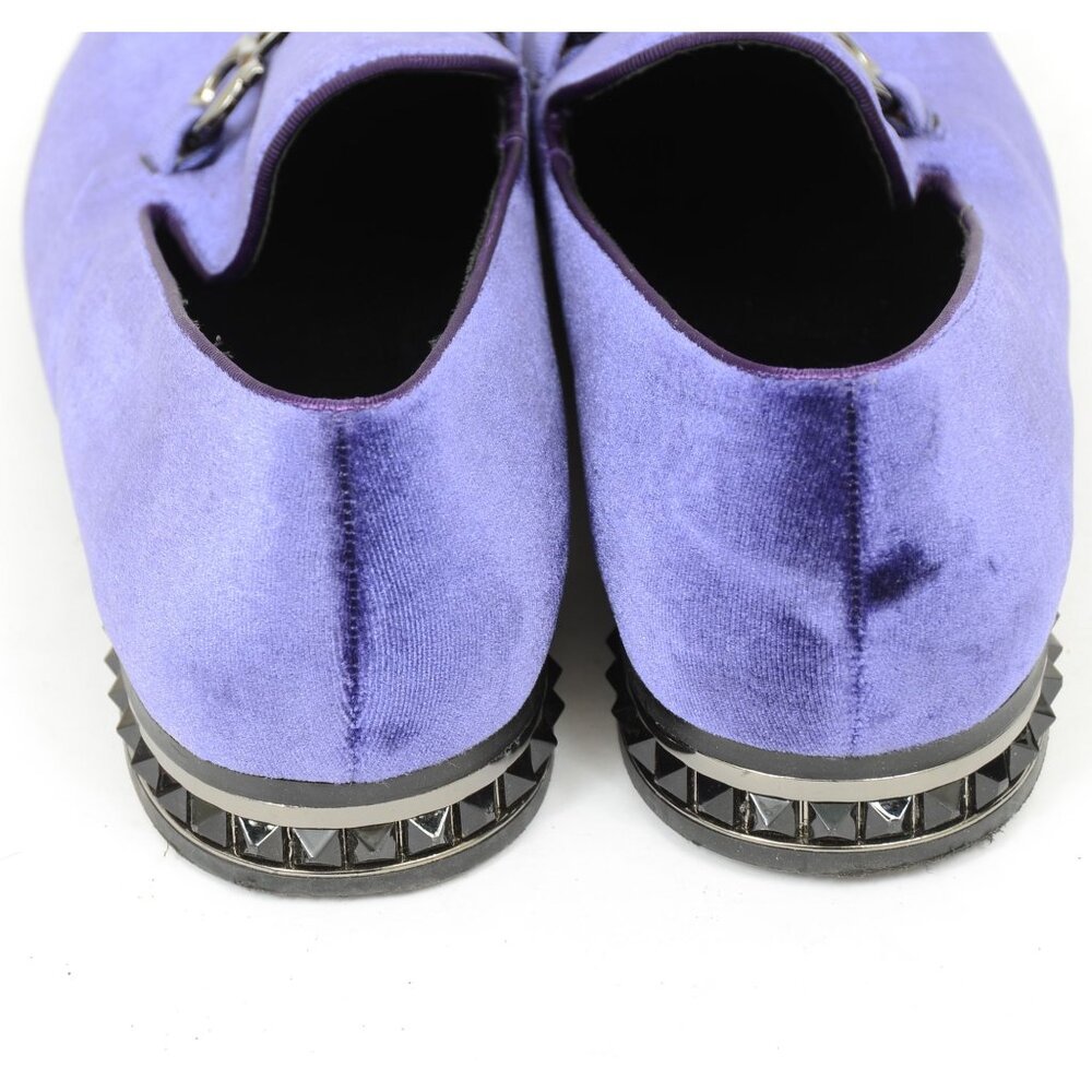 ALDO Men’s 12 Purple Suede Leather Bowtie Slip-On Loafer Horse-bit Preppy Gothic - Picture 4 of 8
